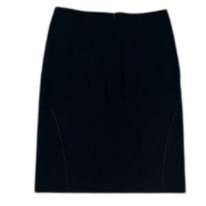 THEORY Black Wool Blend Pencil Skirt Satin Trim Detail 0 XS Work Party Classic